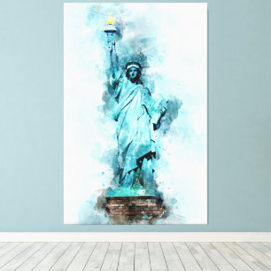 Statue of Liberty Watercolor Canvas Print