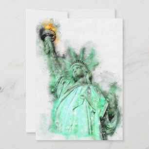Statue of Liberty Watercolor Close-up Portrait Thank You Card