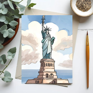 Statue of Liberty Watercolor Landmark Card