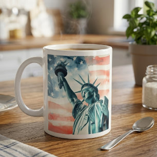 Statue of Liberty with American flag Coffee Mug