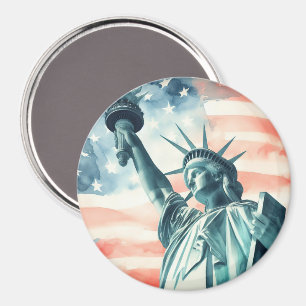 Statue of Liberty with American flag Magnet