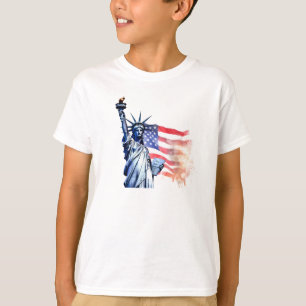 Statue of Liberty with American Flag T-Shirt