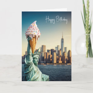 Statue of Liberty With Birthday Ice Cream Cone Card