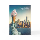 Statue of Liberty With Birthday Ice Cream Cone