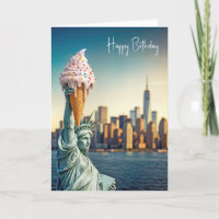 Statue of Liberty With Birthday Ice Cream Cone