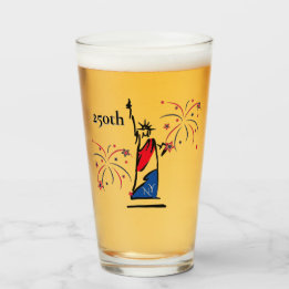 Statue of Liberty with Fireworks 250th Independece Glass