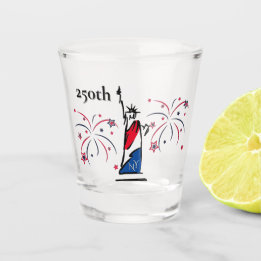 Statue of Liberty with Fireworks 250th Independece Shot Glass