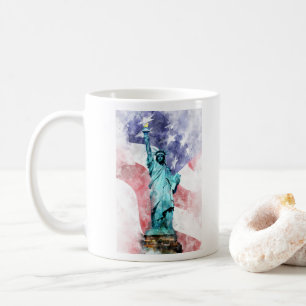 Statue of Liberty with flag watercolor Coffee Mug