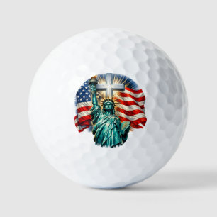 Statue of Liberty with Flags and Cross Golf Balls