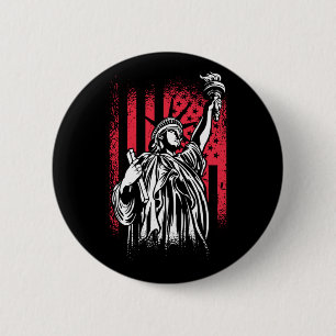 Statue Of Liberty With USA Flag 6 Cm Round Badge
