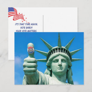 Statue of Liberty with Vote Early Election Sticker Postcard