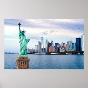 Statue of Liberty with World Trade Center Poster