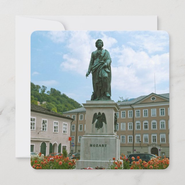 Statue of Mozart in Salzburg Holiday Card (Front)