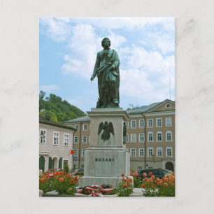 Statue of Mozart in Salzburg Holiday Postcard