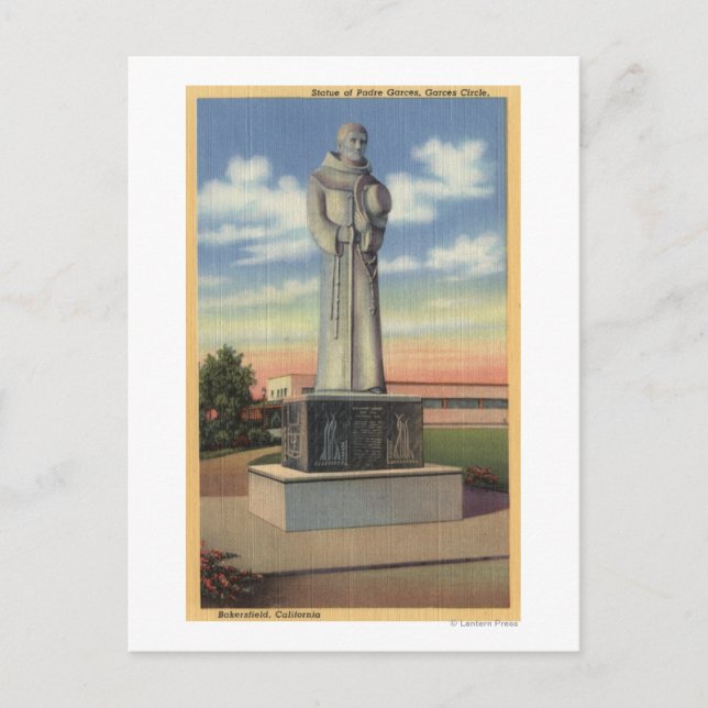 Statue of Padre Garces in Garces Circle Postcard (Front)