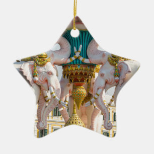 Statue of pink elephants Bangkok Thailand Ceramic Tree Decoration