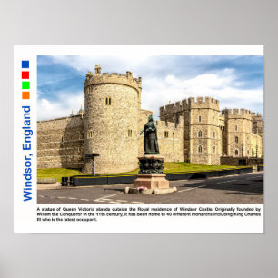 Statue of Queen Victoria outside, Windsor Castle Poster