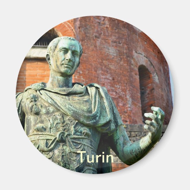 Statue of roman on front or ancient ruins magnet (Front)