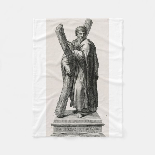 Statue of Saint Andrew Apostle with cross Fleece Blanket (Front)