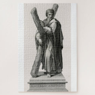 Statue of Saint Andrew Apostle with cross Jigsaw Puzzle