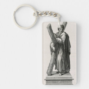 Statue of Saint Andrew Apostle with cross Key Ring