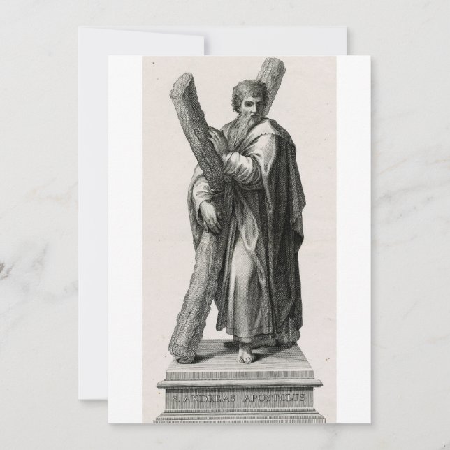 Statue of Saint Andrew Apostle with cross Thank You Card (Front)