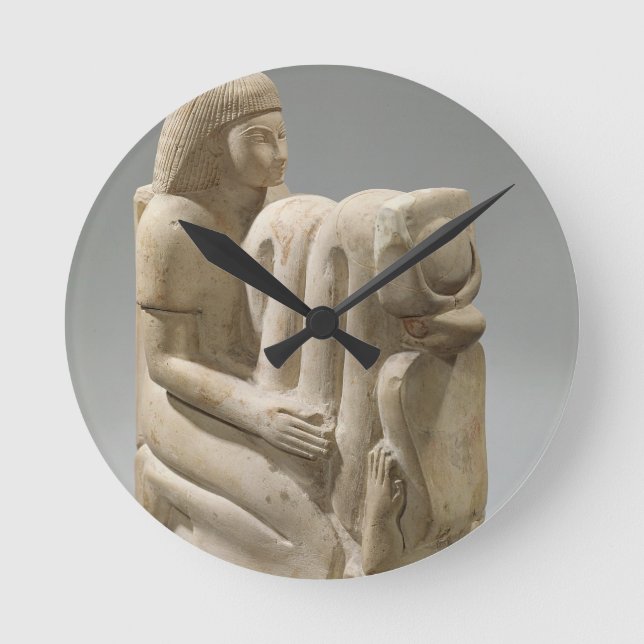 Statue of Setau presenting the cobra goddess Nekhb Round Clock (Front)