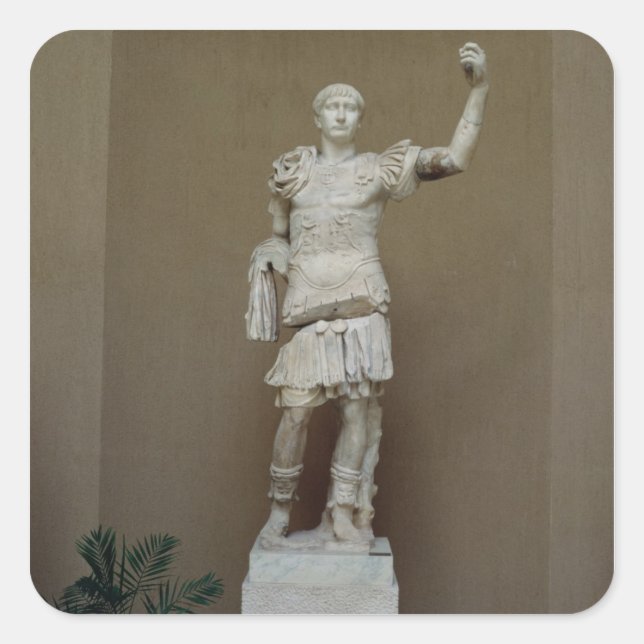 Statue of the Emperor Trajan (53-117 AD) (marble) Square Sticker (Front)