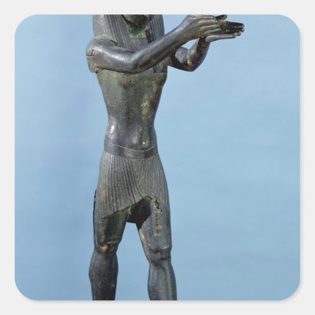 Statue of the God Horus Making a Drink Square Sticker (Front)