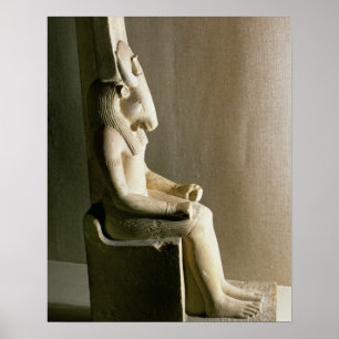 Statue of the god Montu with the head of a bull, f Poster