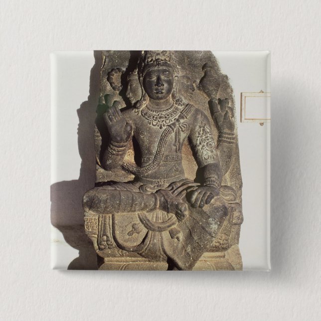 Statue of the Hindu God Brahma 15 Cm Square Badge (Front)