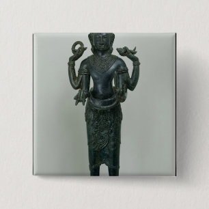 Statue of Vishnu in his triple form of Vishnu 15 Cm Square Badge