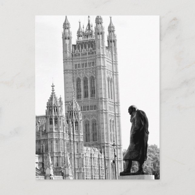 Statue of Winston Churchill in London Postcard (Front)