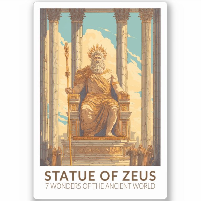 Statue of Zeus Seven Wonders of the World Vintage (Front)