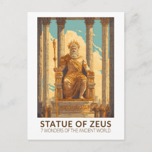 Statue of Zeus Seven Wonders of the World Vintage Postcard