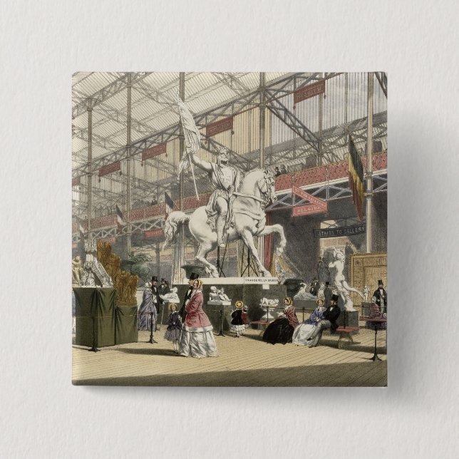 Statues in the Belgium section of the Great Exhibi 15 Cm Square Badge (Front)