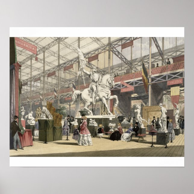 Statues in the Belgium section of the Great Exhibi Poster (Front)