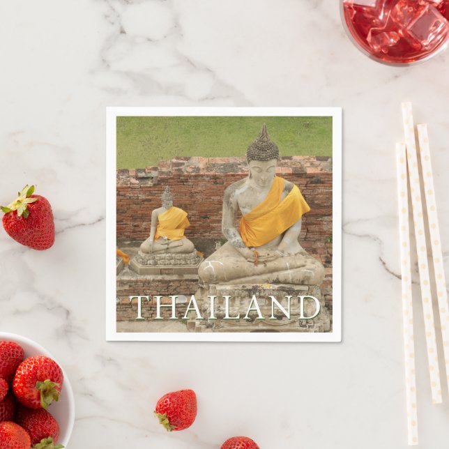 Statues of Sitting Buddhas | Ayutthaya, Thailand Napkin (Insitu)