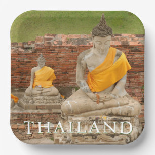 Statues of Sitting Buddhas Ayutthaya, Thailand Paper Plate