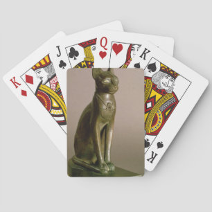 Statuette of a cat representing the goddess Bastet Playing Cards