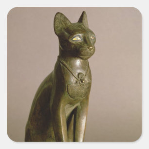 Statuette of a cat representing the goddess Bastet Square Sticker