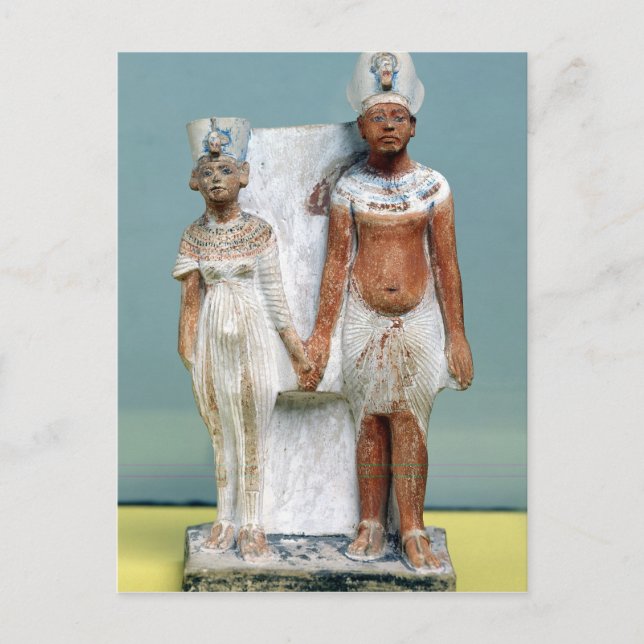 Statuette of Amenophis IV  and Nefertiti Postcard (Front)