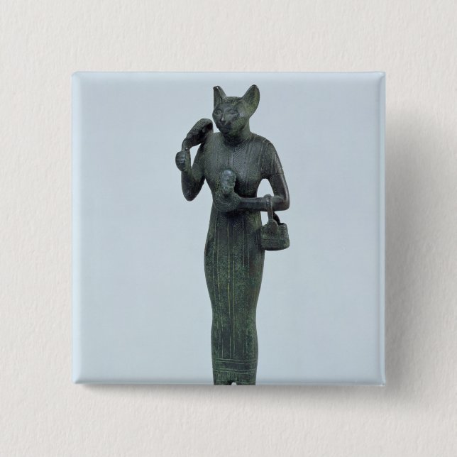 Statuette of the goddess Bastet 15 Cm Square Badge (Front)