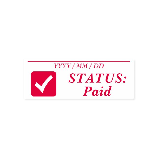 "STATUS: Paid" + Check Mark Icon Rubber Stamp (Design)