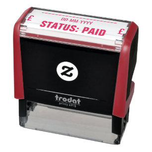 "STATUS: PAID" + Pound Sign Rubber Stamp