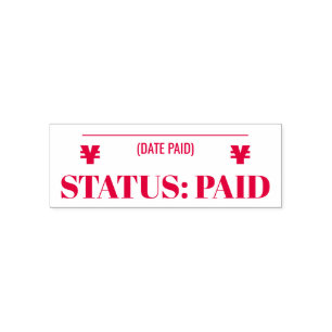 "STATUS: PAID" & Yen Sign Rubber Stamp