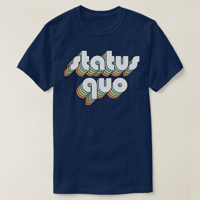 Status Quo Retro Rainbow Typography Faded Style T-Shirt (Design Front)