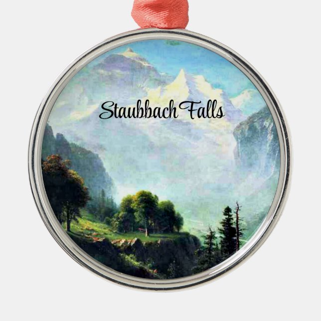 Staubbach Falls near Lauterbrunnen, Switzerland Metal Tree Decoration (Front)