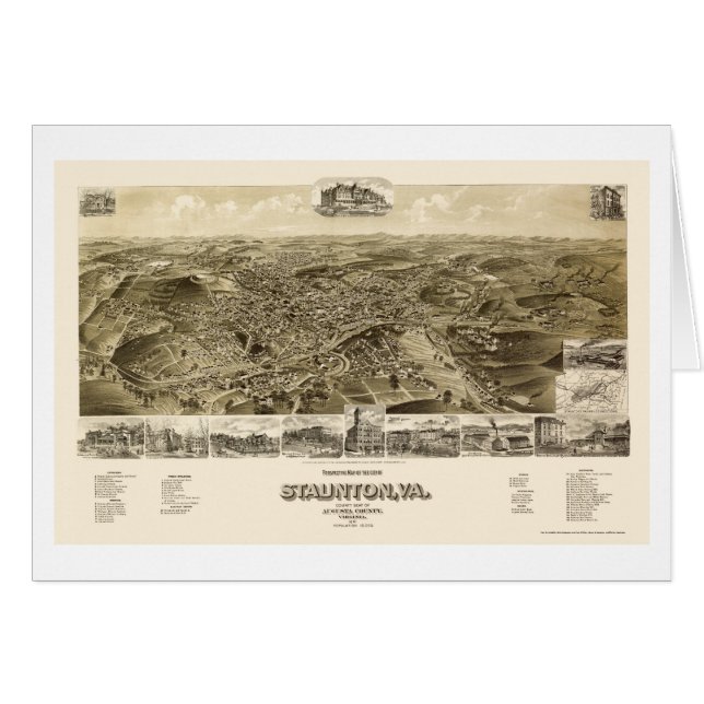 Staunton, VA Panoramic Map - 1891 (Front Horizontal)