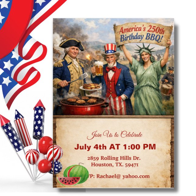 Stautue Of Liberty America's 250th BBQ Invitation (Creator Uploaded)
